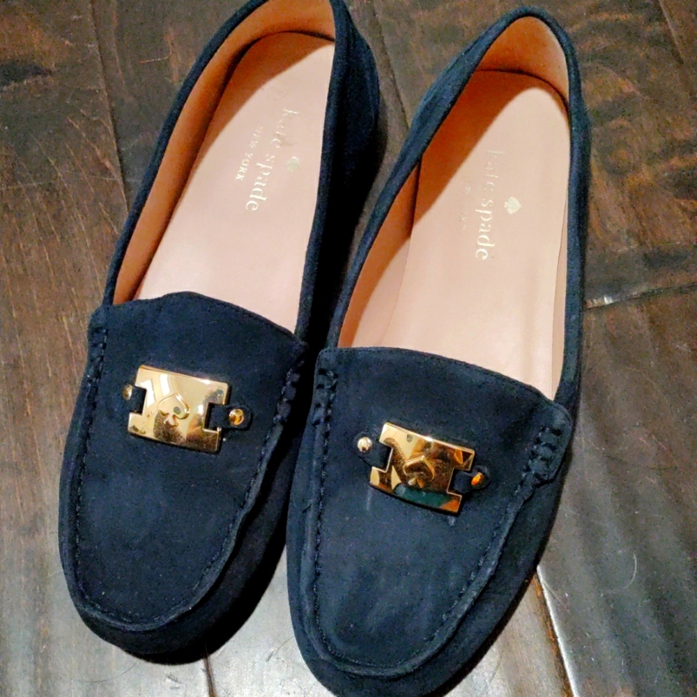 Kate Spade suede loafers with gold accent. Worn a hand full of times only